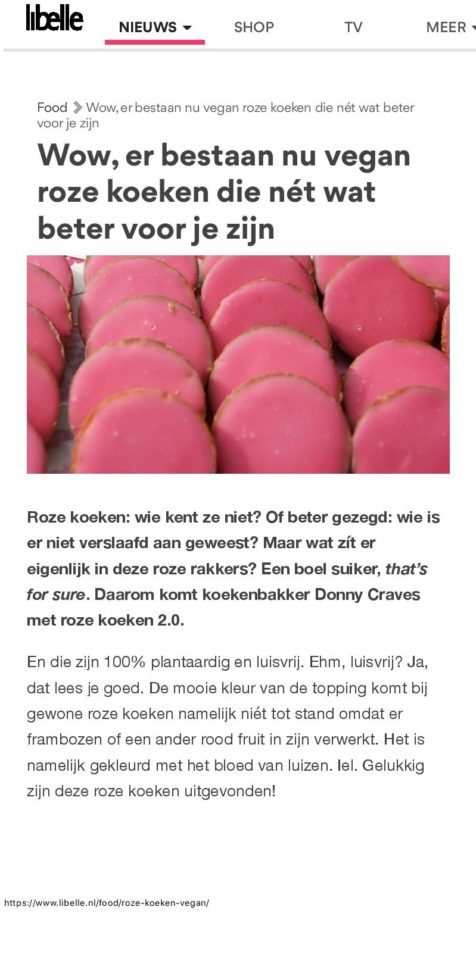 Donny Craves roze koek in Libelle